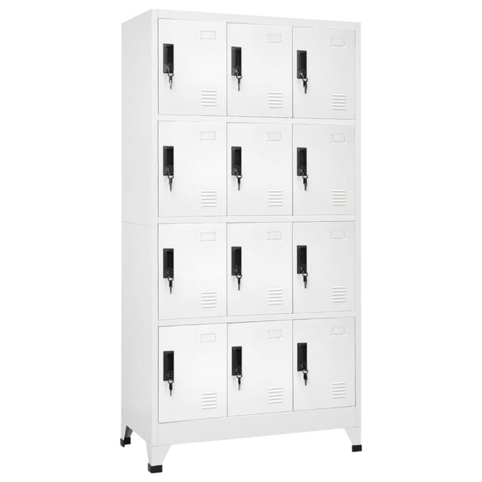 vidaXL - Lockerkast - 90x45x180 - cm - staal - wit