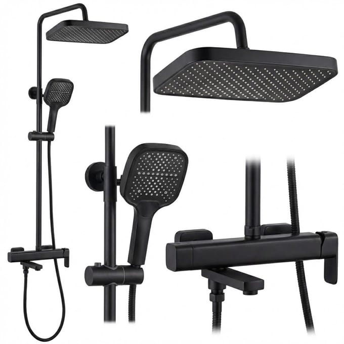 Rea - Arlo - Doucheset - Zwart - 28,7X23X132Cm
