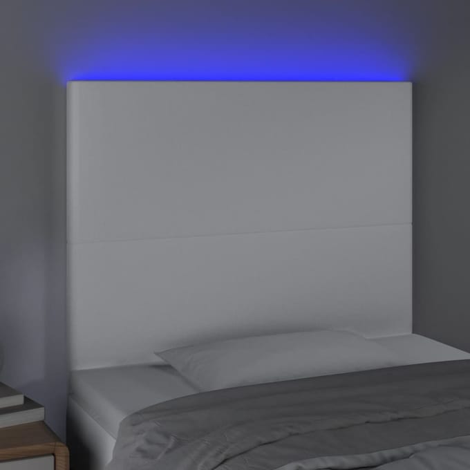 vidaXL - Hoofdbord - LED - 100x5x118/128 - cm - kunstleer - wit