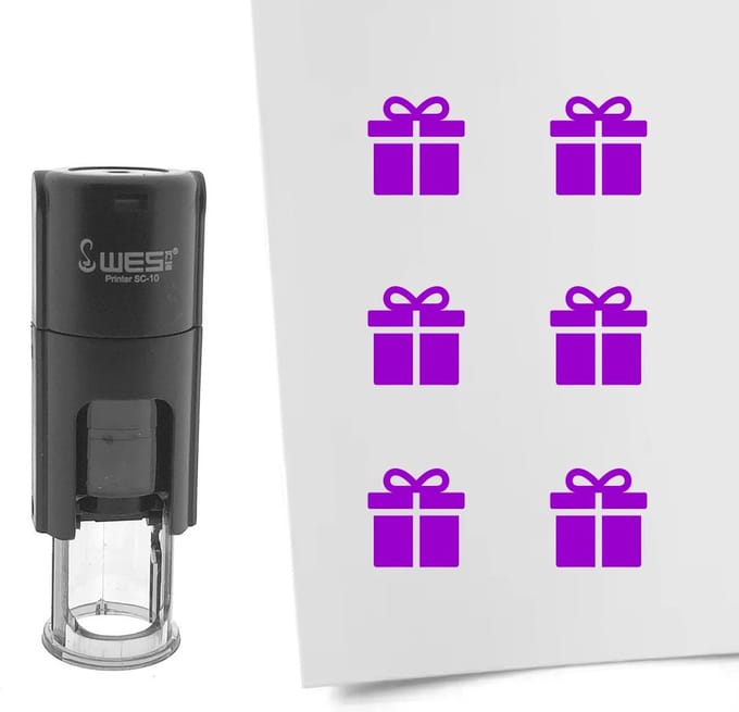 CombiCraft Stempel cadeau 10mm rond paarse inkt - per 1 stuk