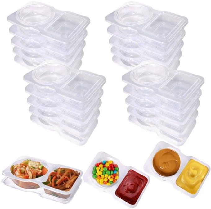 IMstore - 20 Stuks Kruidcontainers - Mini Snackcontainers - Dubbelcompartiment