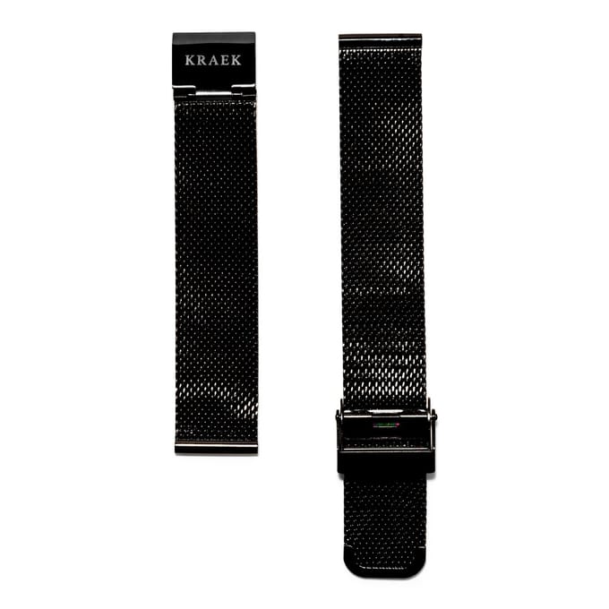 KRAEK Zwart Mesh - horlogebandje met quick release - 16 mm bandje - Easy click