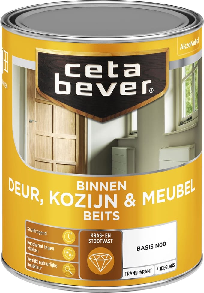 Cetabever - Binnenbeits Deur, Kozijn & Meubel Transparant Zijdeglans - Donker Eiken - Mengverf - 1 L
