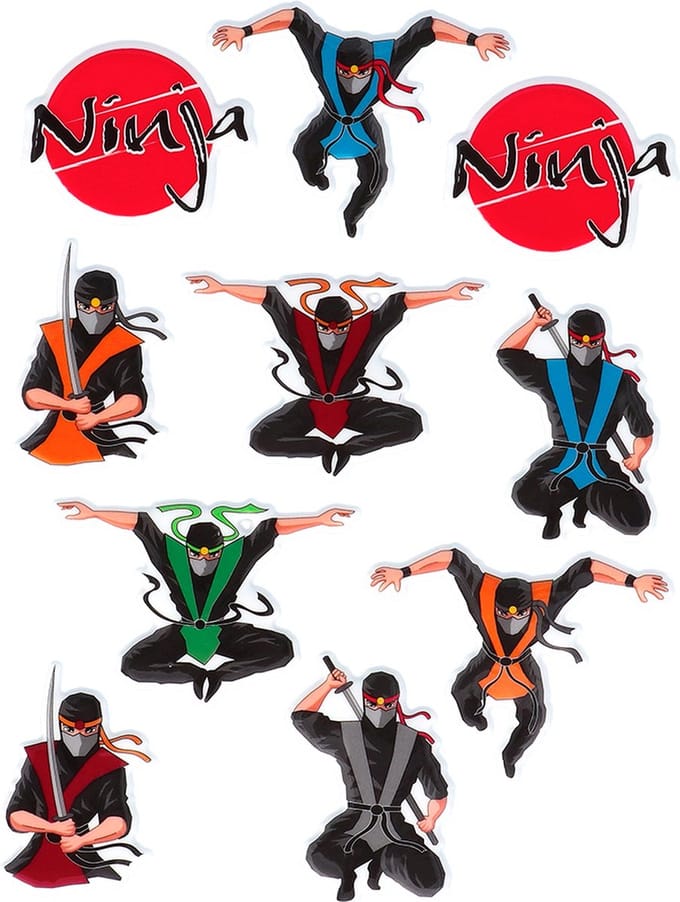 Boland - Set 4 stickervellen 'Ninja' - Superhelden - Superhelden