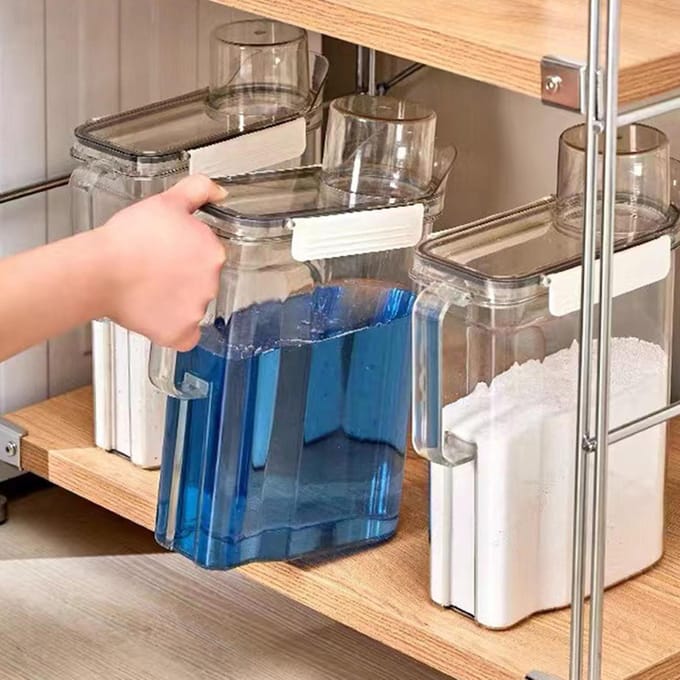 Wasmiddel Opbergdoos Grote Capaciteit Luchtdicht Deksel Plastic Waspulver Opbergorganizer white