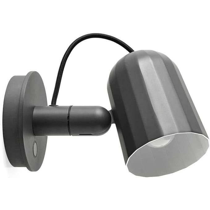 HAY wandlamp Noc Wall Button, donkergrijs, metaal, E14