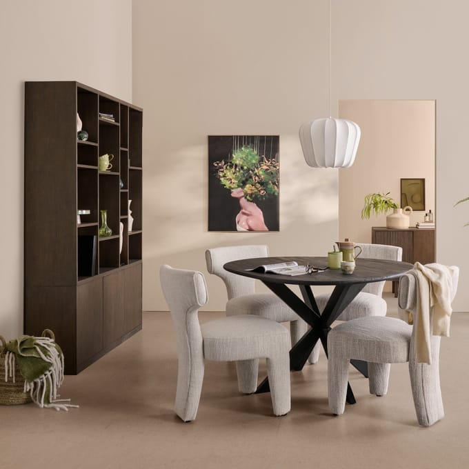 Eetkamerstoel Alby - Textiel - Creme - 54x83x67 cm (BxHxD) - Chenille Stof