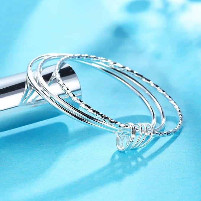 Veelzijdig Eenvoudig Drie-ring Armband Mode Zilverkleurig Gecoat Drie Levens Drie Werelden Armband blue