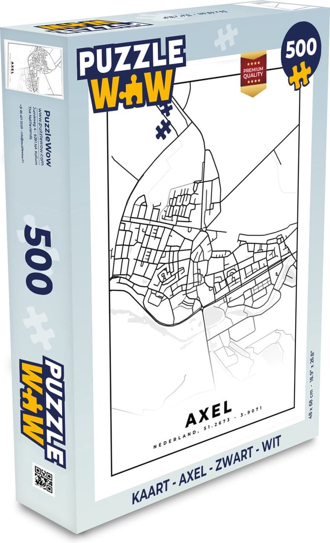 Puzzel Kaart - Axel - Zwart - Wit - Legpuzzel - Puzzel 500 stukjes