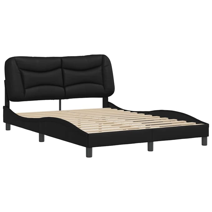 vidaXL - Bedframe - zonder - matras - "Hvar" - kunstleer - zwart - 140x190 - cm