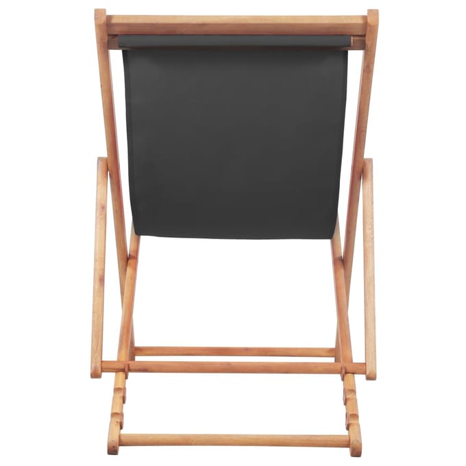 vidaXL - Opklapbare - stoel - met - stoffen - bekleding - en - houten - frame, - grijs