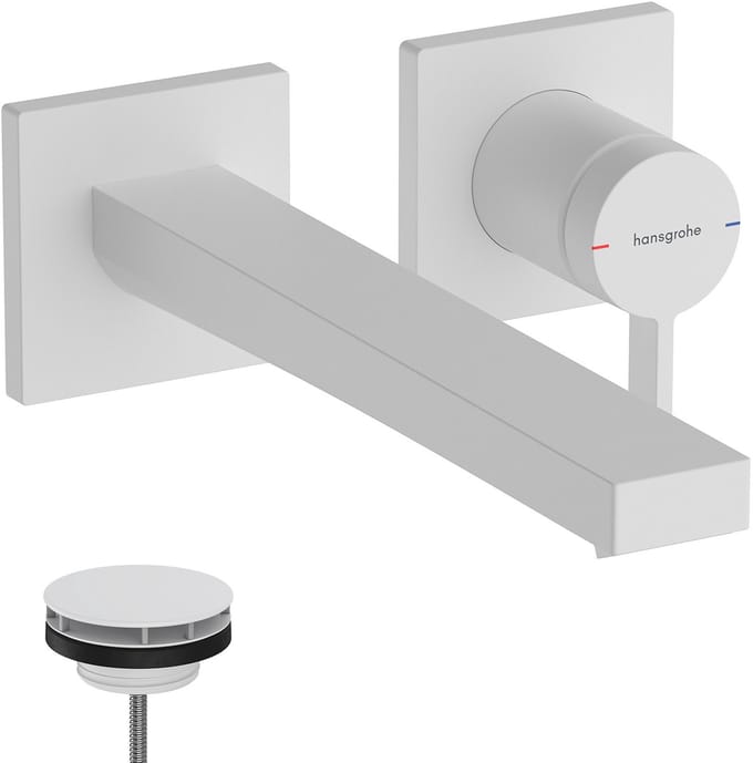 hansgrohe Tecturis E Eéngreeps wastafelkraan inbouw voor wandmontage met uitloop 22,5 cm mat wit