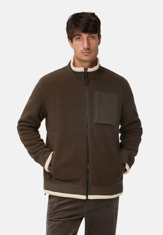 camel active Sweatjacke met zakken - Maat menswear-S - Donkerbruin