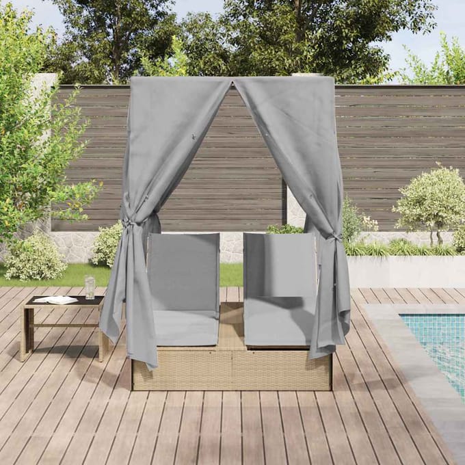 vidaXL Dubbele ligstoel Grijs 205 x 129 x 200 cm poly rattan