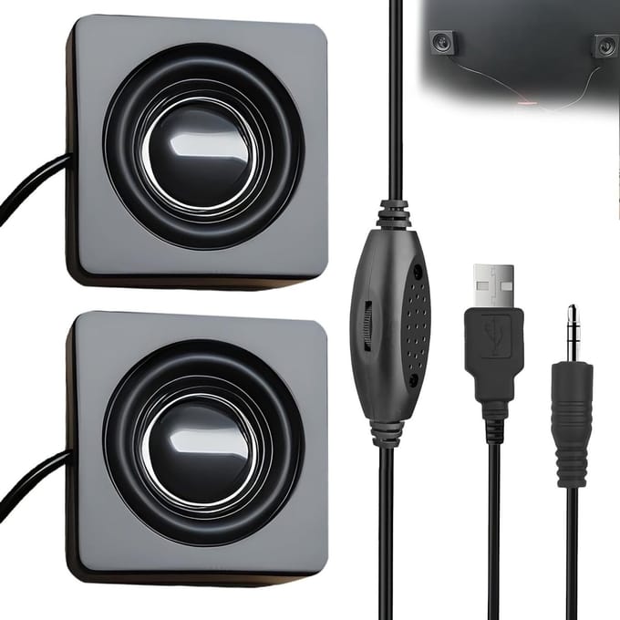 Draagbare Mini Computer Speaker met USB en 3.5mm TRS Ingang - Compacte Stereo Monitor Speaker voor Desktop PC en Laptop