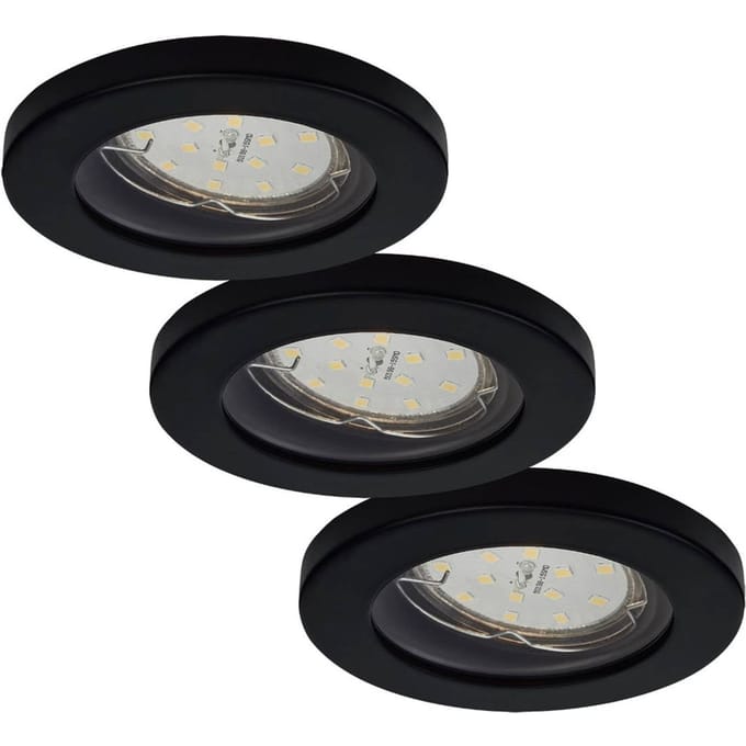 ELC Delfan LED inbouwlampen voor de badkamer, 3 stuks, zwart