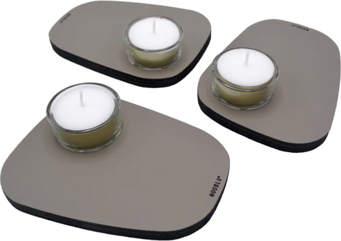 NOOBLU PEBL waxinelichthouder - Clay grey - set van 3