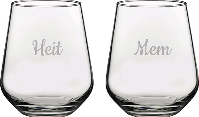 Gegraveerde Drinkglas 42,5cl Mem & Heit