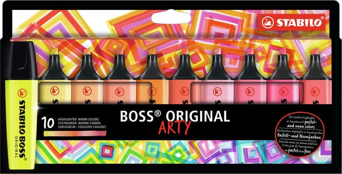 STABILO BOSS ORIGINAL ARTY - Markeerstift - Hoogste Kwaliteit - Etui Met 10 Kleuren