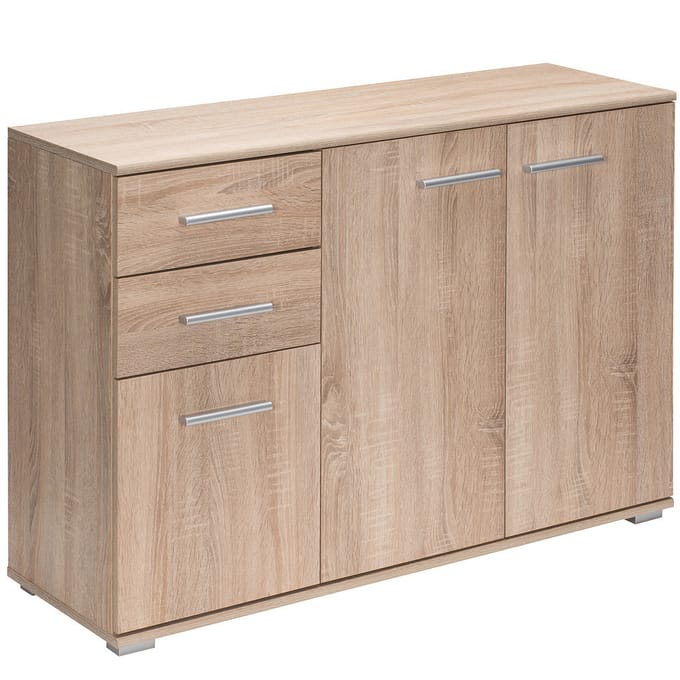 Casaria Dressoir Alba – 3 Deuren 2 Laden MDF - 107x75x35 cm Eiken