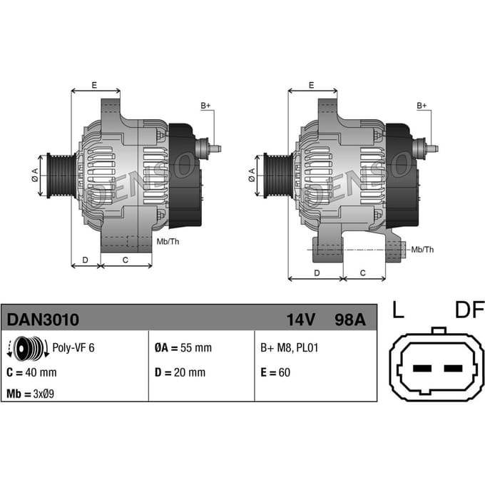 Driefasige generator DENSO DAN3010