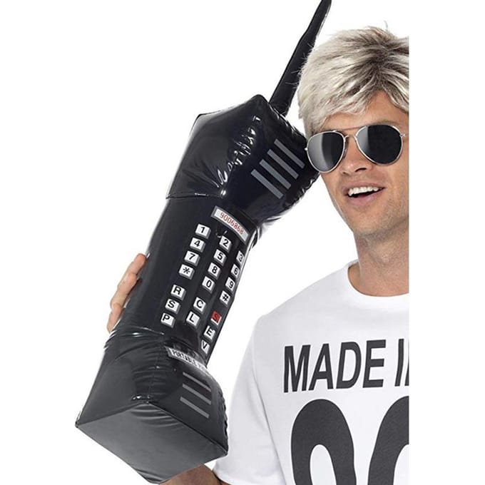 Modèle de téléphone portable gonflable, accessoires de tour de fête, 2 pièces noir