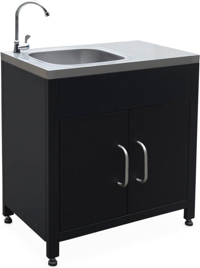 sweeek - Stalen buitenkeuken met gootsteen, grimaud, 80cm breed