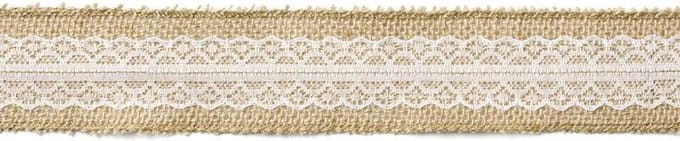 """jute tape met kant, 5x500cm"""
