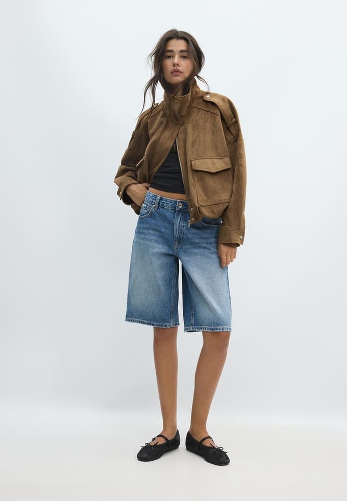 Stradivarius Oversized jack van imitatiesuède  Steen M