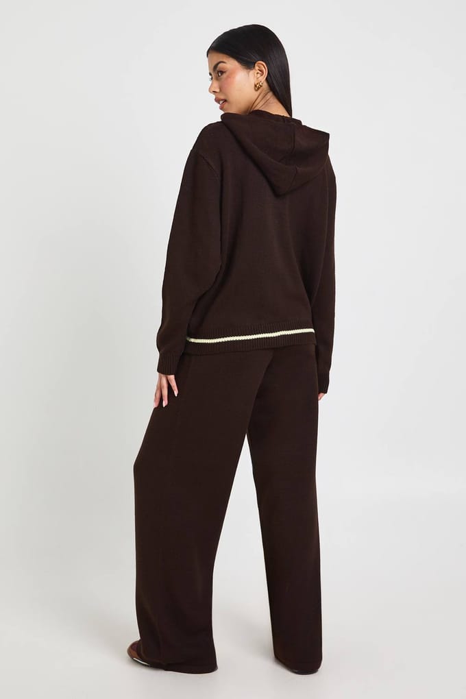 boohoo Dames Ritssluiting Hoodie en Broek Set | Chocolate | Maat: Medium