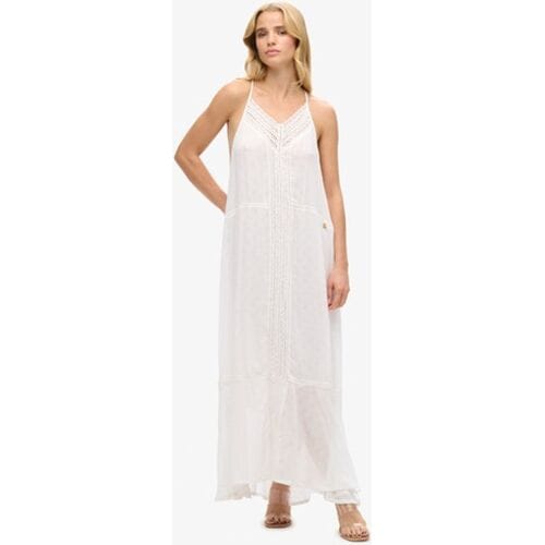 Superdry Maxi-jurk met Kanten Rand Wit Grootte: 44