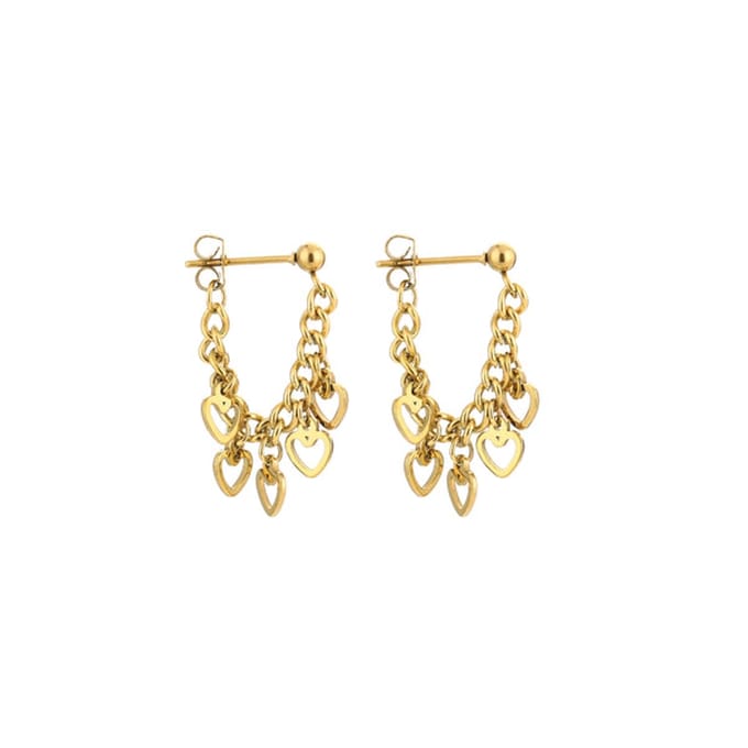 Bijoutheek Oorknoppen Ketting Hartjes Gold