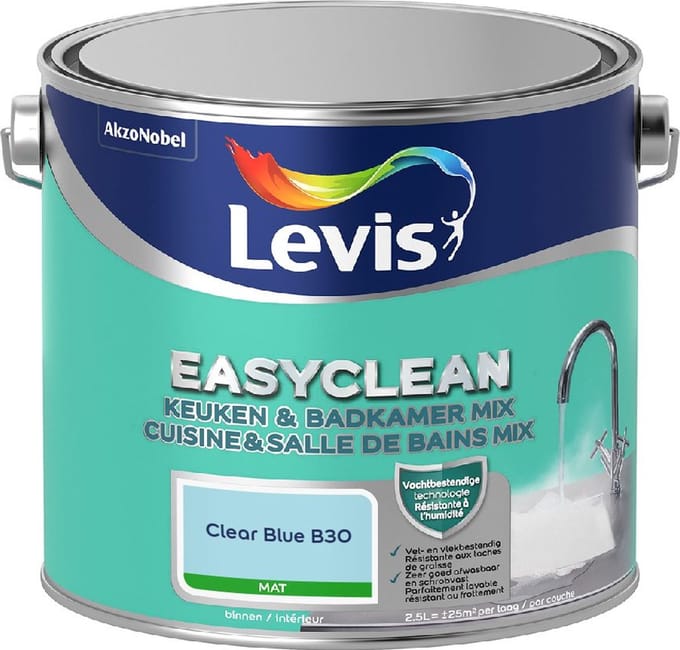Levis - Easyclean Keuken & Badkamer Mix - Clear Blue B30 - Mengverf - 2,5 L