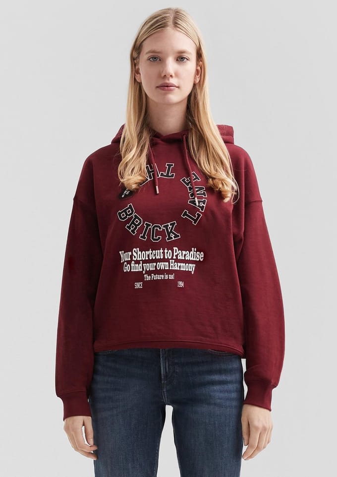QS - female - Oversized hoodie met print op voorkant