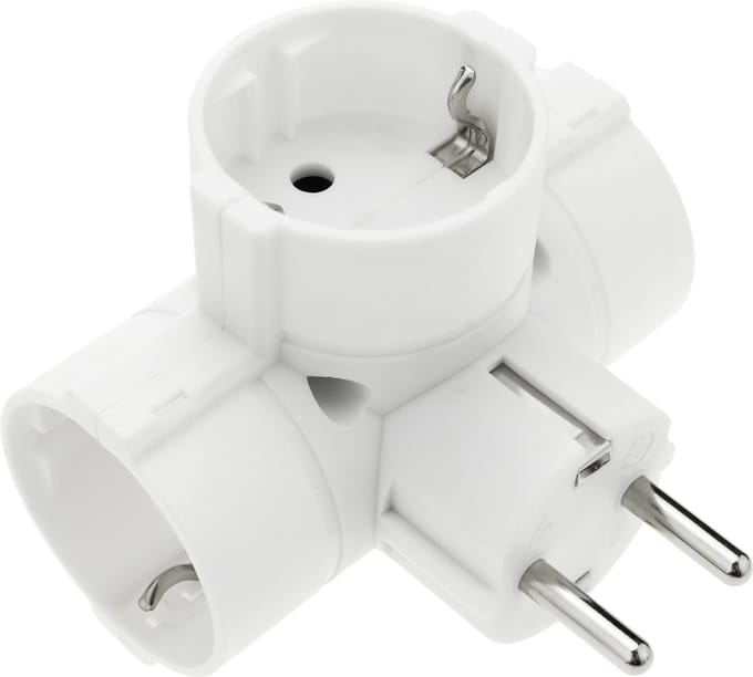 BeMatik - Multiplicatorplug triple witte schuko-plug met hoek