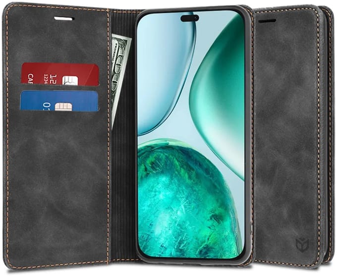 Hoesje geschikt voor HONOR X8c - Techsuit Confy Book Wallet Case - Zwart