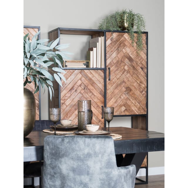 Kast Roan Visgraat - Bruin Mangohout - 180 x 110 cm - Industrieel