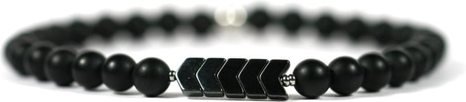 IbizaMen - Matte onyx - 6mm - Hematiet pijlen - 20cm