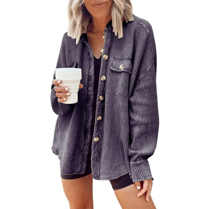 Herfst Nieuwe Jas Mode Casual Revers Zak Patchwork Onregelmatige Overhemdjas voor Dames XXL