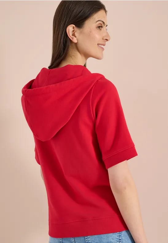 Sweaterjack met korte mouwen en capuchon