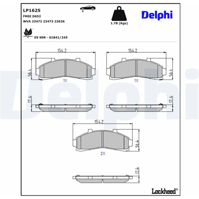 Remblokset DELPHI LP1625, voor
