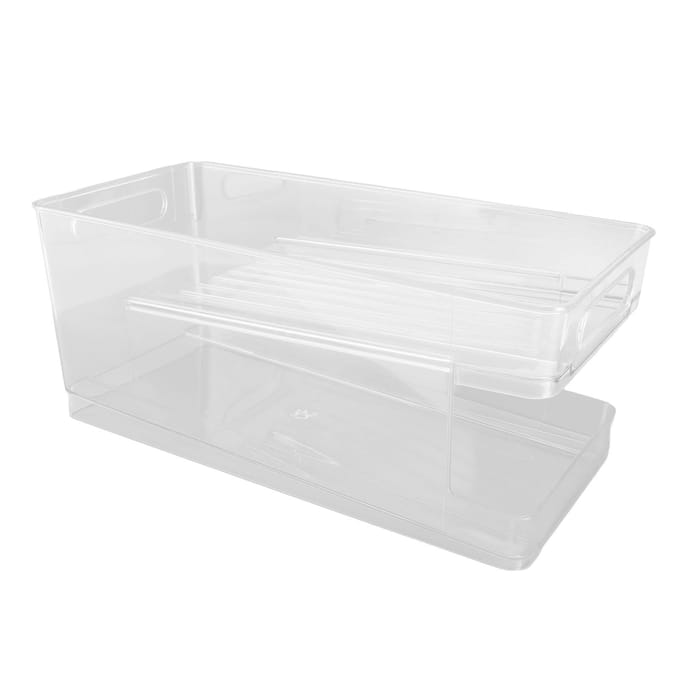 Dubbellaags Soda Blikjes Organizer Automatisch Rollend Transparant Drankblikjes Opbergorganizer voor white