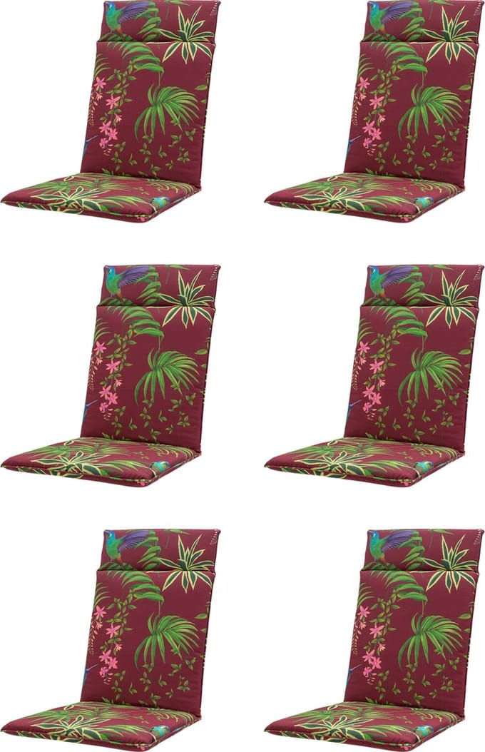Madison - Tuinkussen - Hoge Rug - 6 st - Celeste Red - 120x50cm - Rood