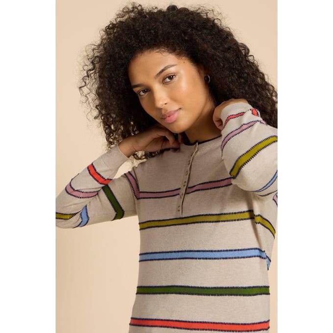 White Stuff Sienna Stripe Jumper Ivory Multi Größe: 6 | Pullover Outlet | Damen | Weiß