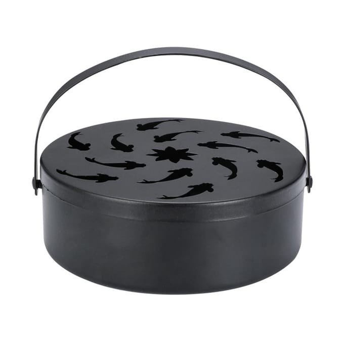 IJzeren Muggenspiralhouder Holle Muggenspiraldoos Rond Wierook met Handvat B black