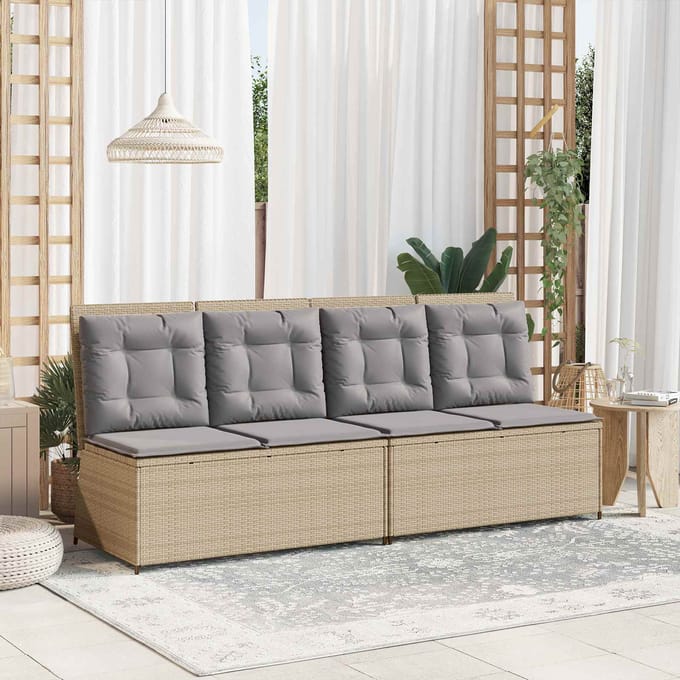 vidaXL - Tuinbank - Beige - poly - rattan