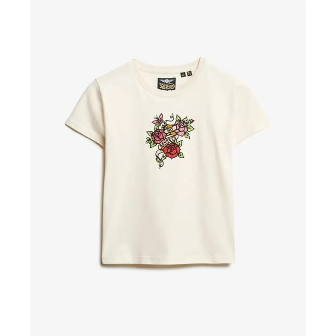T-shirt voor dames Superdry Small Tattoo Rhinest