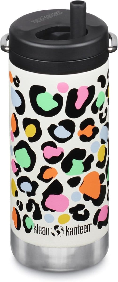Thermosfles 300 ml met twist-deksel en luipaardpatroon