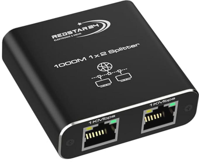 LAN Splitter 1 op 2 - 1000 Mbps Gigabit Ethernet Switch met Type-C netsnoer voor computer en router