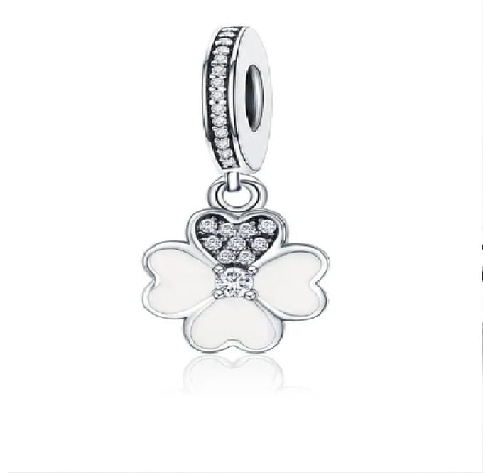 Bedel Witte Bloem - Zilver - Voor op je Bedelarmband - RomyStones